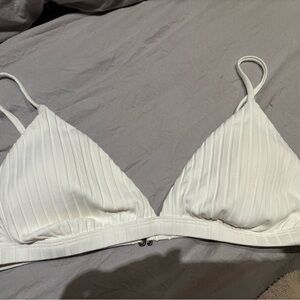 Billabong White Ribbed Bikini Top